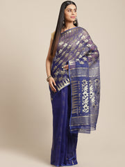 Navy Blue & Golden  Cotton Jamdani Saree