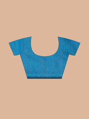 Laa Calcutta Peacock Blue   silk cotton embllished box sequence saree