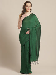 Laa Calcutta Green pure cotton Handloom saree