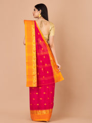 Pink & Orange pure cotton taant saree