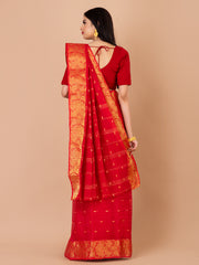 Red & Golden pure cotton taant saree