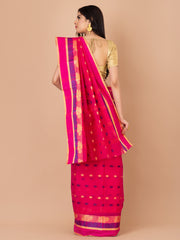 Pink & Multi pure cotton Floral Design taant saree