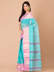 Laa Calcutta Sea Green & Puink Bengal Taant