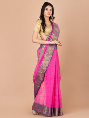 Pink & Purple pure cotton taant saree