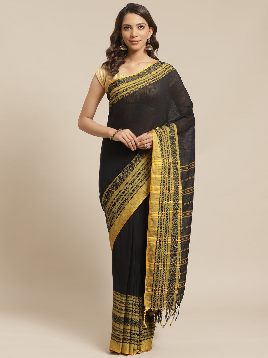 Black & Yellow handloom saree