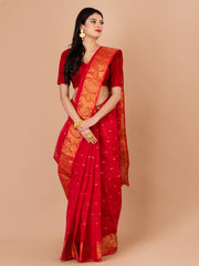 Red & Golden pure cotton taant saree