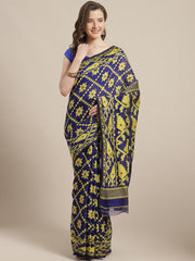 BLUE & YELLOW Cotton Jamdani Saree