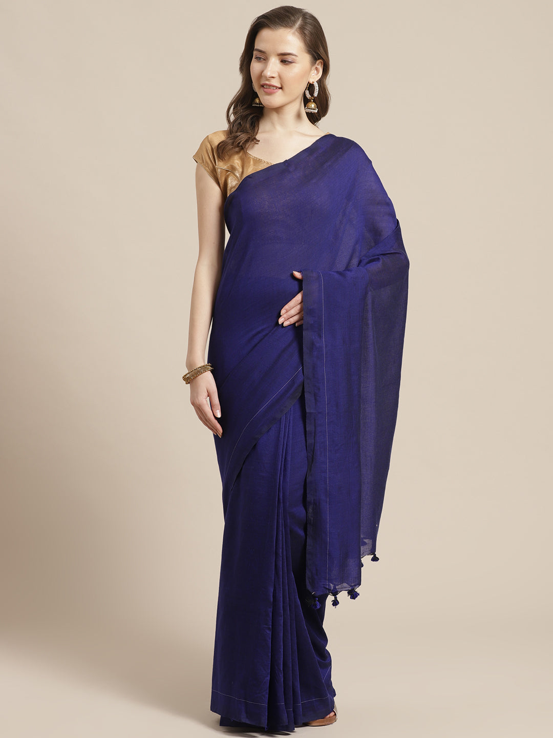 Laa Calcutta Blue pure cotton Handloom saree