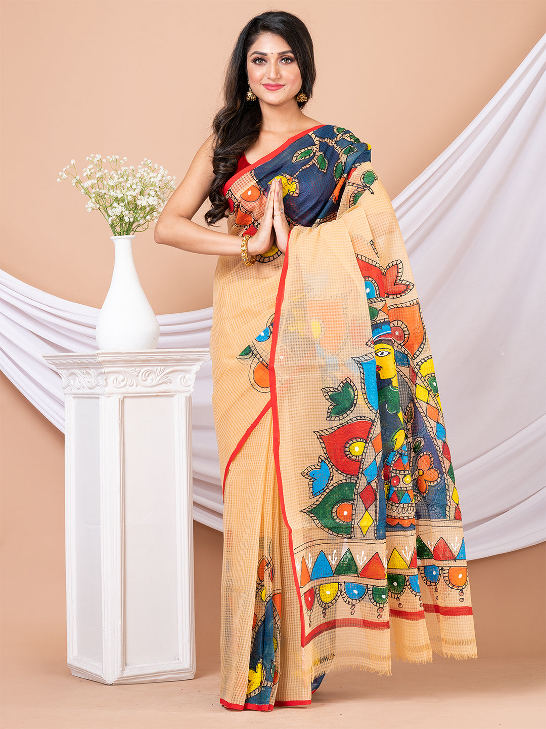 Beige & Multi Hand painted Resham kota saree