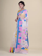 White & Multi   Cotton Jamdani Saree