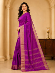 Laa Calcutta Purple & Gold pure cotton Taant saree