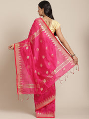 Pink  & Golden handloom saree