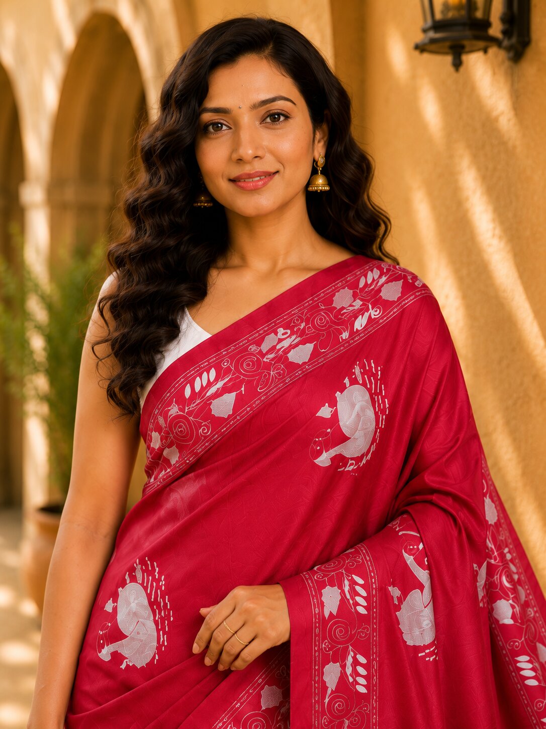 Laa Calcutta Pink & White hand-stitch embroidary silk blend kantha stitch saree