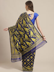 BLUE & YELLOW Cotton Jamdani Saree