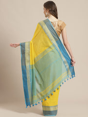 Laa Calcutta Yellow & Blue   cotton Handloom  saree