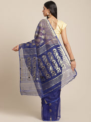 Navy Blue & Golden  Cotton Jamdani Saree