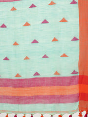 Laa Calcutta Sea  Green & Pink  cotton Handloom  saree