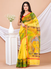 Laa Calcutta Yellow & Multi  Hand painted Resham kota saree