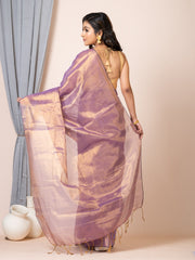 Laa Calcutta Mauve dual tone silk women Tissue saree