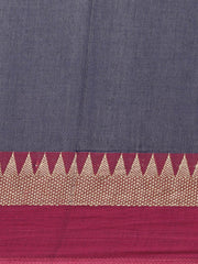 Laa Calcutta Navy Blue & Purple Cotton handloom saree