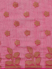 Pink & Golden Cotton silk Jamdani Saree