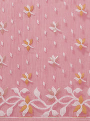 Pink & White Cotton Jamdani Saree