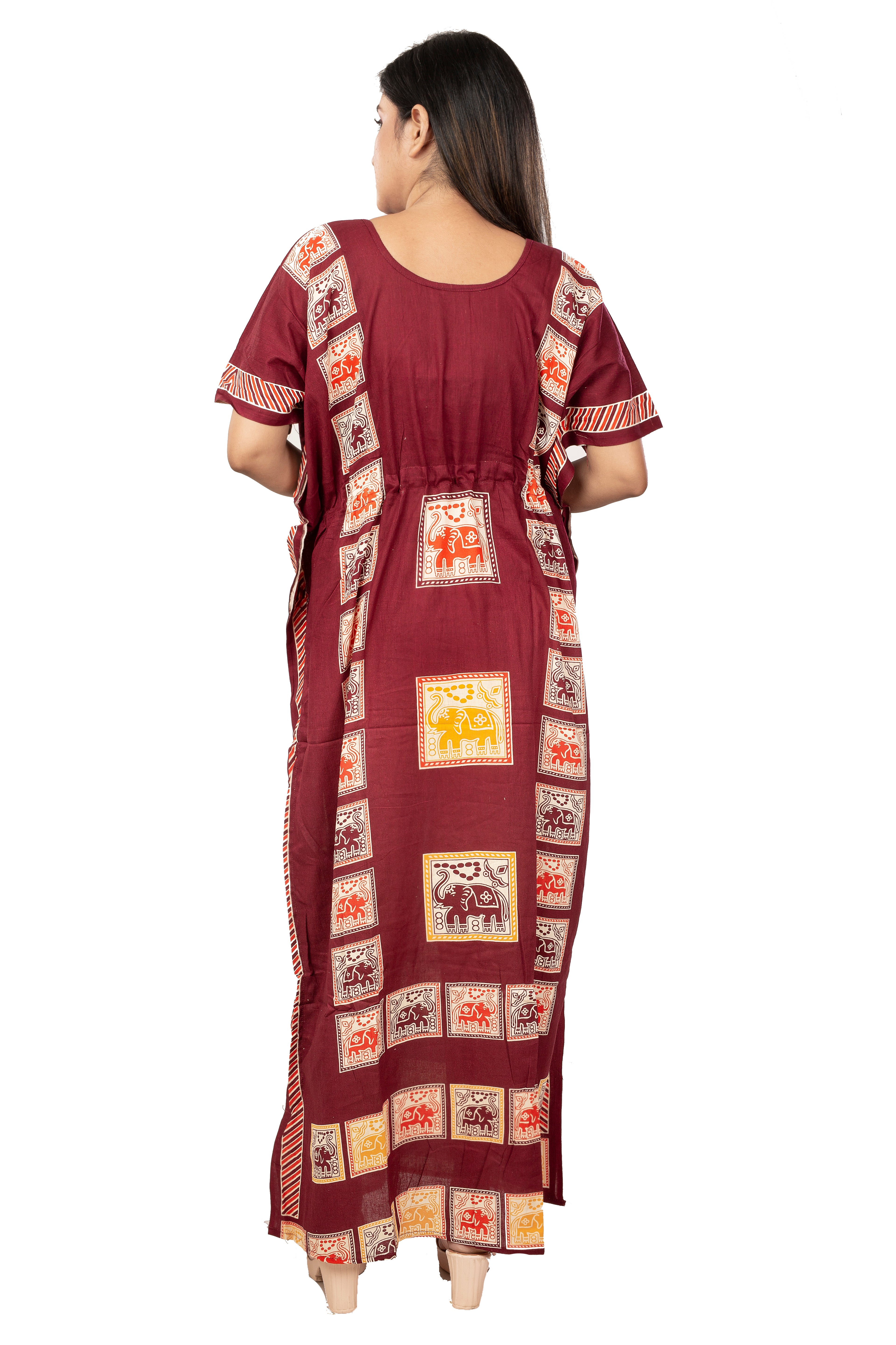 Maroon & Multi pure cotton floral nighty