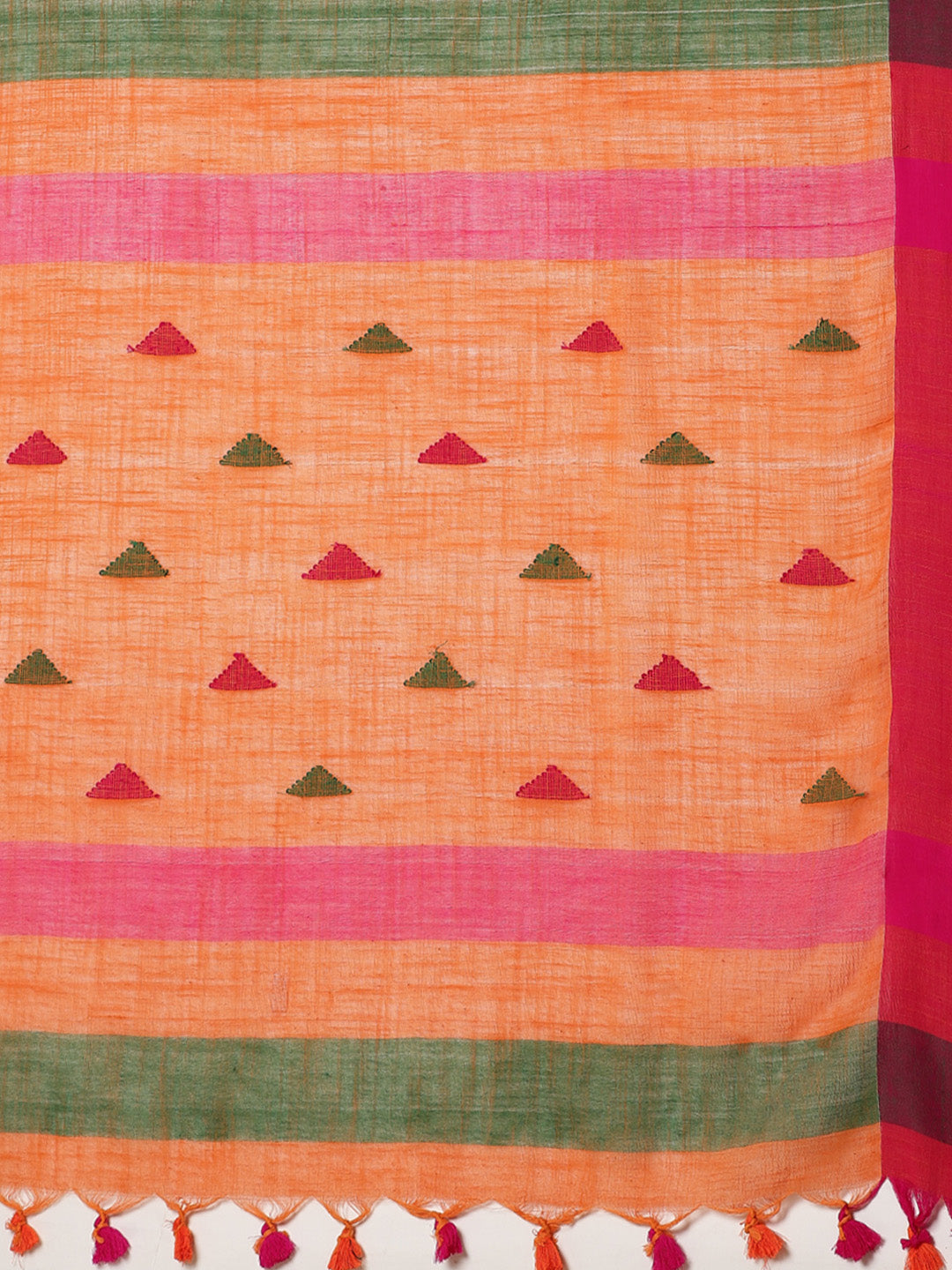 Laa Calcutta Orange  & Pink  cotton Handloom  saree