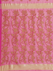 Pink & Golden Cotton silk Jamdani Saree