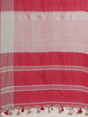 Laa Calcutta Rani & Silver cotton solid handloom saree