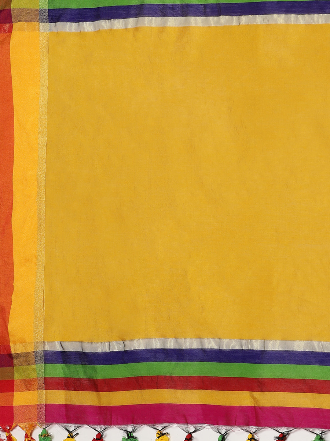 YELLOW & RED  TANT Jamdani  Hand Woven  silk  Handloom   Saree