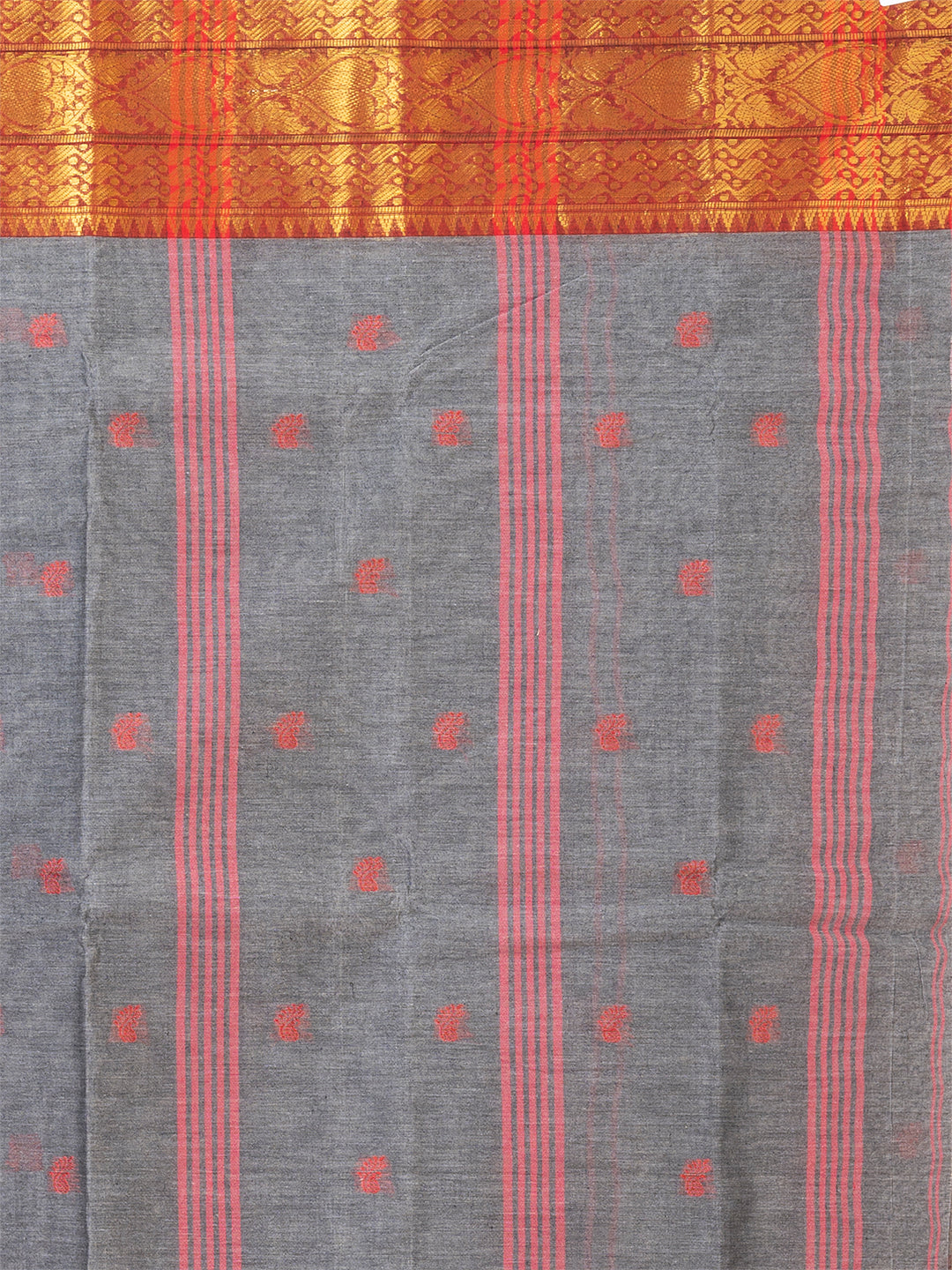 Laa Calcutta Grey & Maroon Bengal Taant