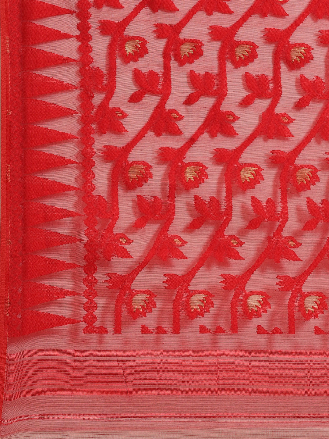 Red & Red   Cotton Jamdani Saree