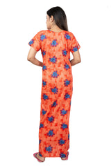 Orange & Blue pure cotton floral nighty