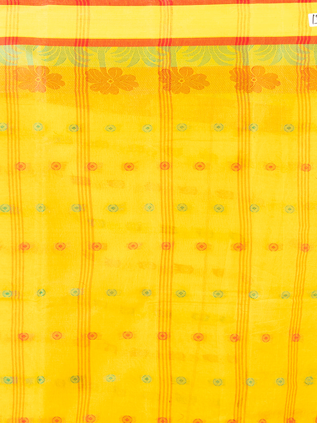 Yellow & Multi pure cotton Floral Design taant saree