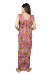 Maroon & Green pure cotton floral nighty