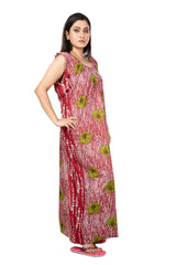 Maroon & Green pure cotton floral nighty