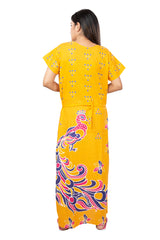 Yellow & Multi pure cotton floral nighty