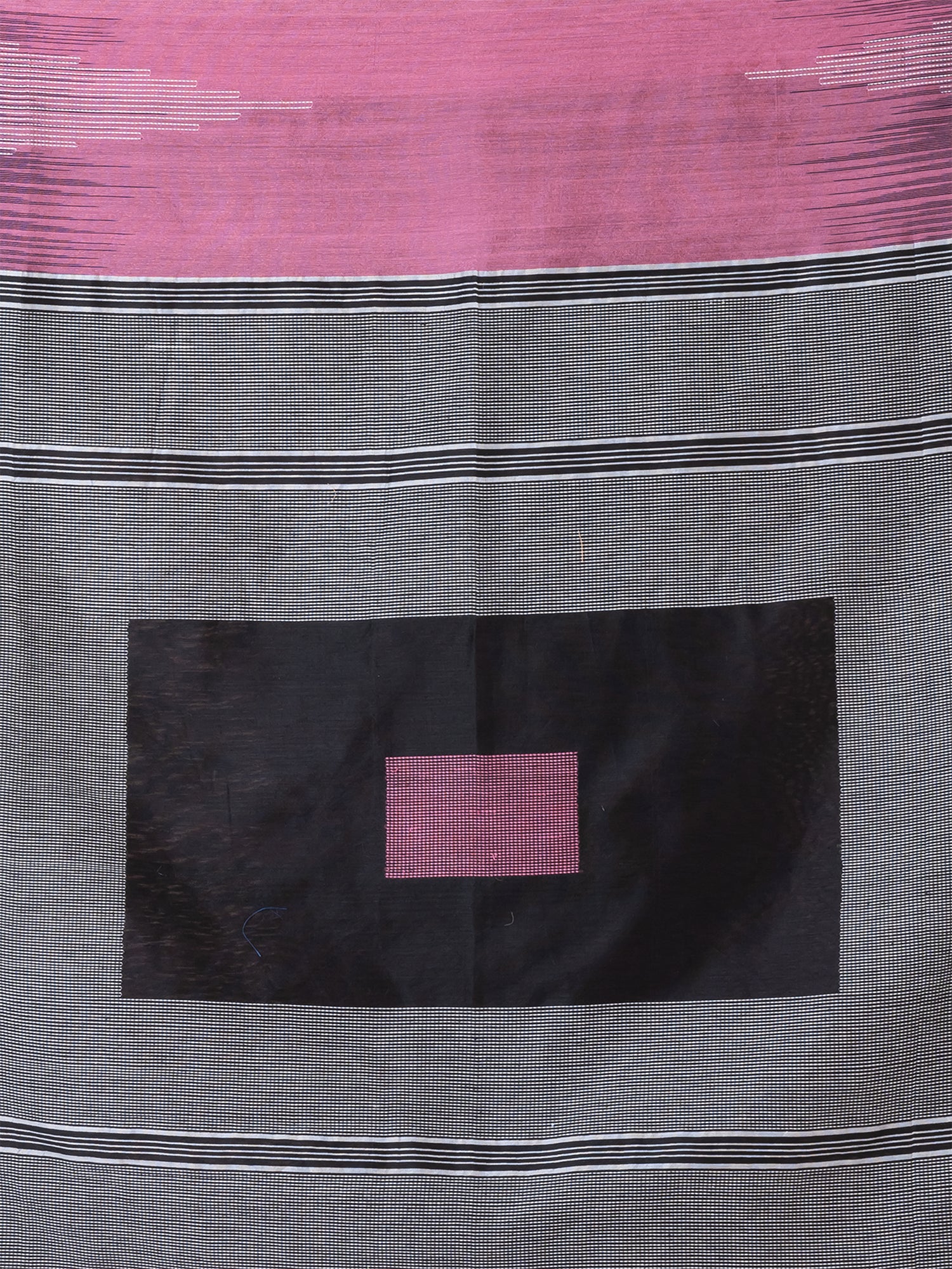 Magenta & Black silk cotton threadwork woven design handloom saree