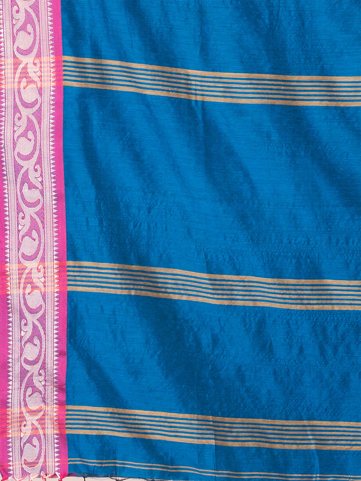 Royal Blue & Magenta silk cotton solid handloom saree