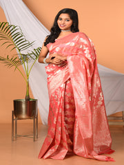 Pink & Gold Organza silk banarasi saree