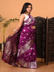 Purple & Silver all over zari work silk banarasi saree