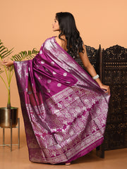 Purple & Silver all over zari work silk banarasi saree