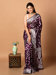 Laa Calcutta Purple & Silver all over zari work silk banarasi saree