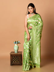 Laa Cacutta Green & Gold Organza silk banarasi saree