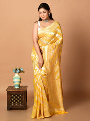 Laa Calcutta Yellow & Gold Organza silk banarasi saree