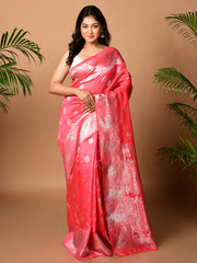 Laa Calcutta Pink & Silver all over zari work silk banarasi saree