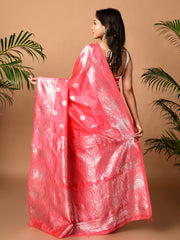 Laa Calcutta Pink & Silver all over zari work silk banarasi saree