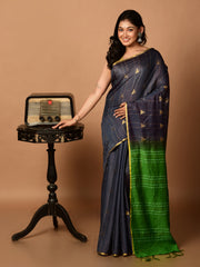 Laa Calcutta Grey & Green Bhagalpuri silk saree