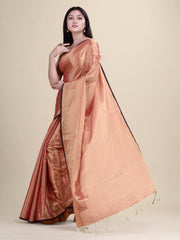 Golden & Pink Raga Silk  handloom saree